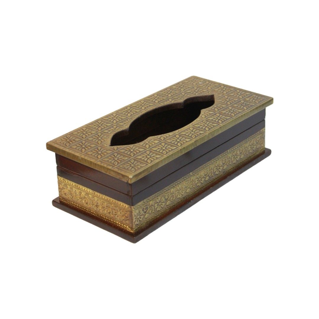 Brass Wooden Handmade Tissue Box Napkin Holder Cover